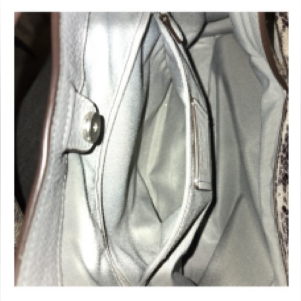 Coach Pebbled Leather Gray Hobo Shoulder Bag with Exotic Snakeskin-Embossed Trim - Picture 8 of 16